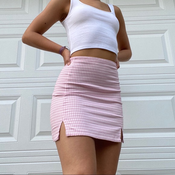 Brandy Melville Dresses & Skirts - Pink Plaid Cara Skirt